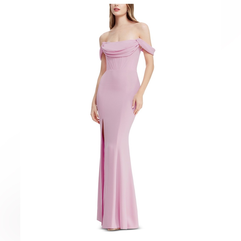 NWT Dress the Population Melania off the shoulder gown. Size XS